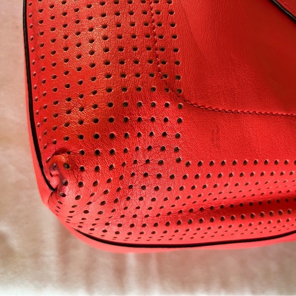 Coach Legacy Perforated Leather Duffle Crossbody Bag Red Watermelon Snow - Picture 11 of 15